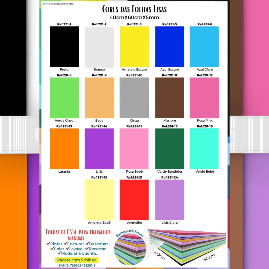 Folha EVA lisa 40x60x5mm