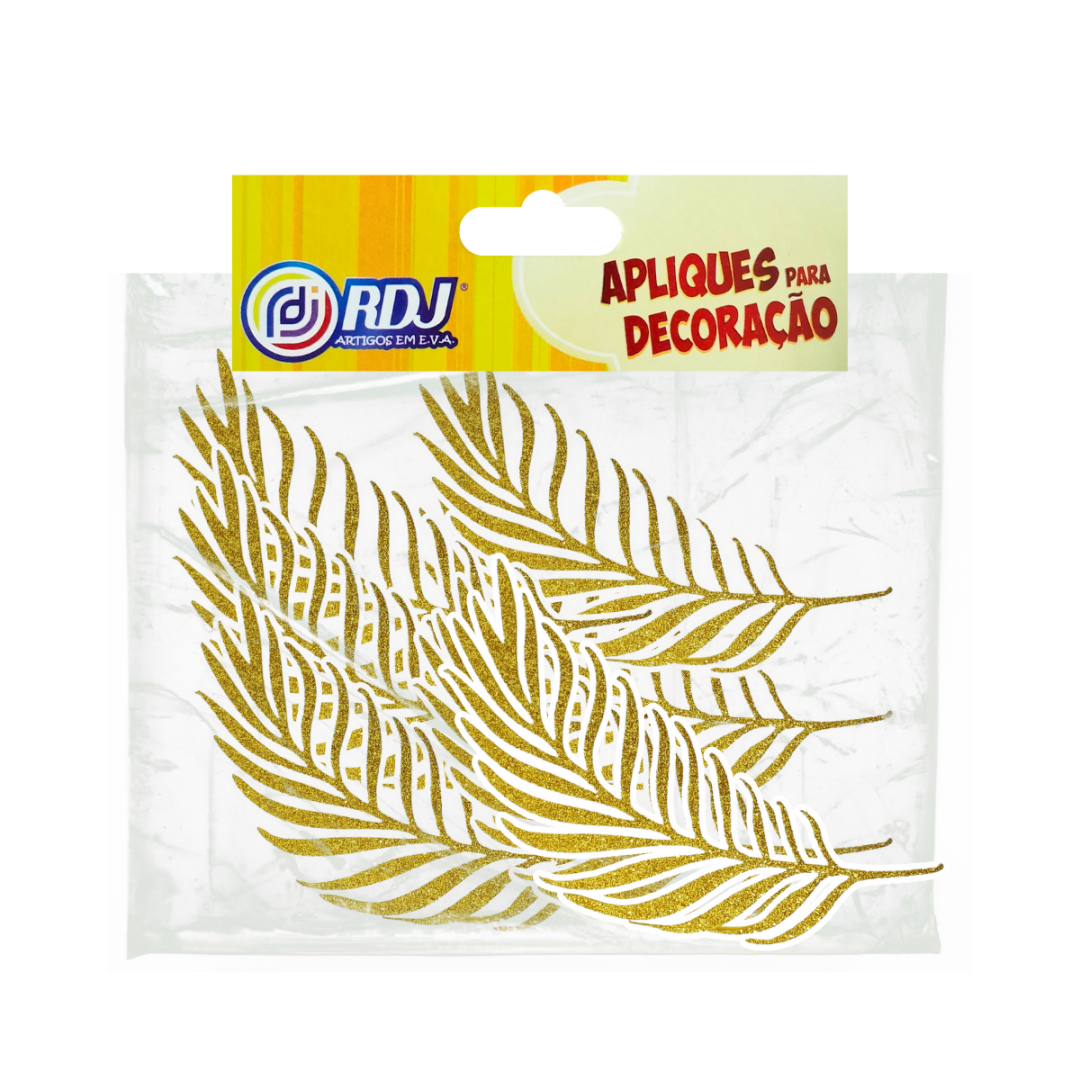 Folha Oliveira Glitter Ouro 15cm