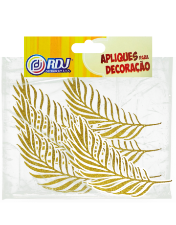 Folha Oliveira Glitter Ouro 15cm