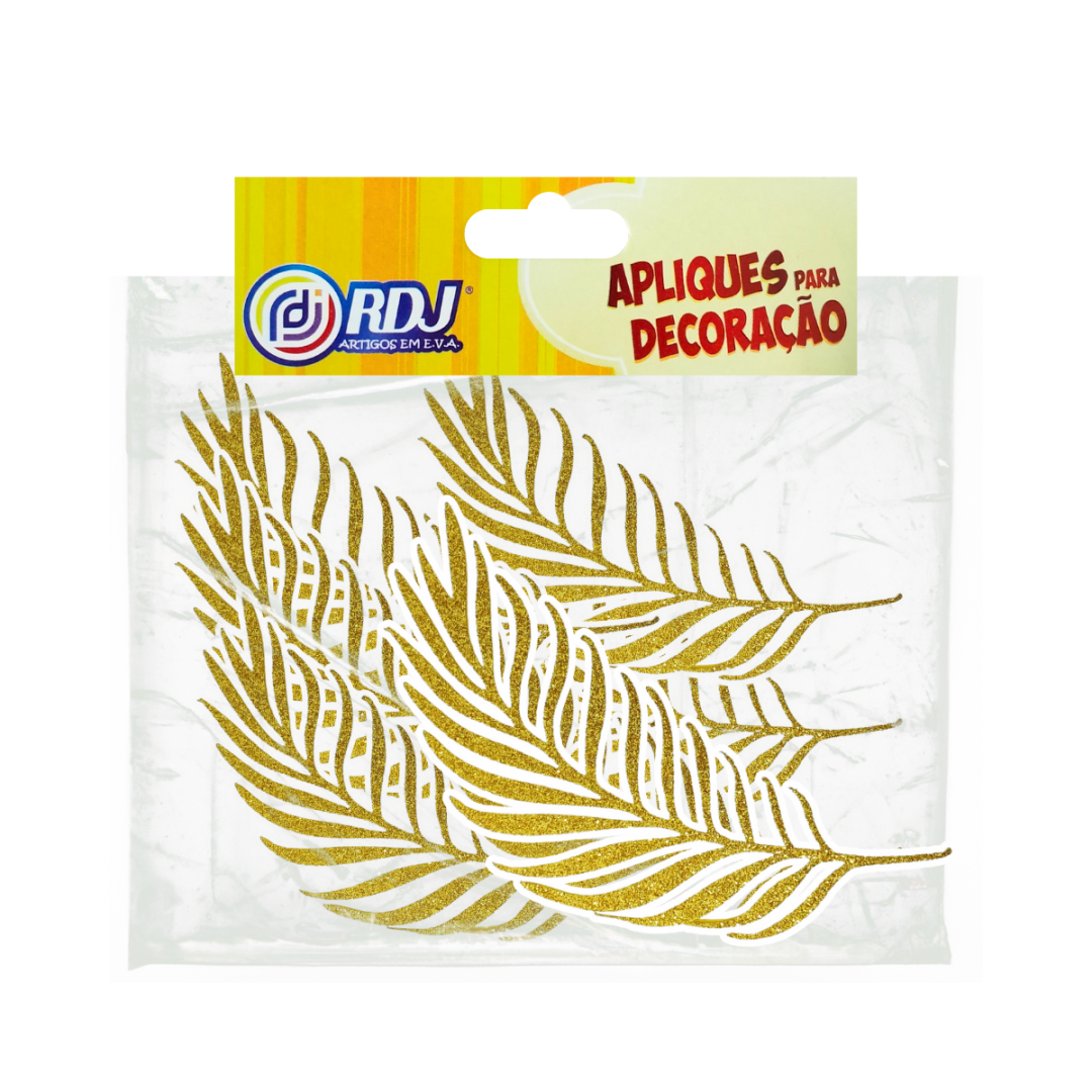 Folha Oliveira Glitter Ouro 25cm