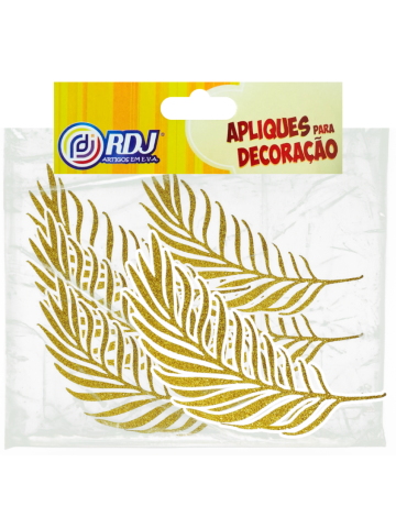 Folha Oliveira Glitter Ouro 25cm
