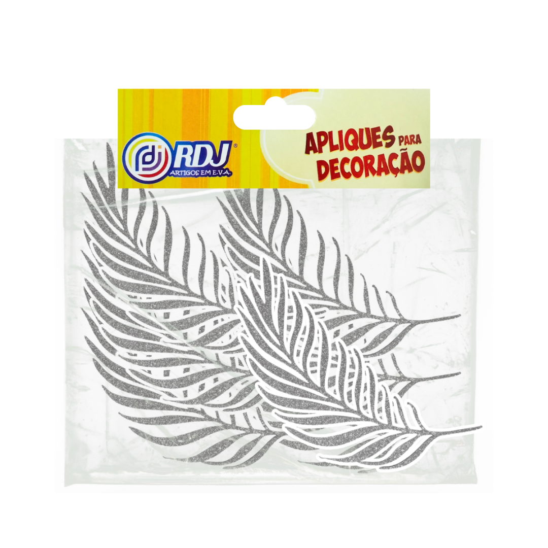 Folha Oliveira Glitter Prata 15cm