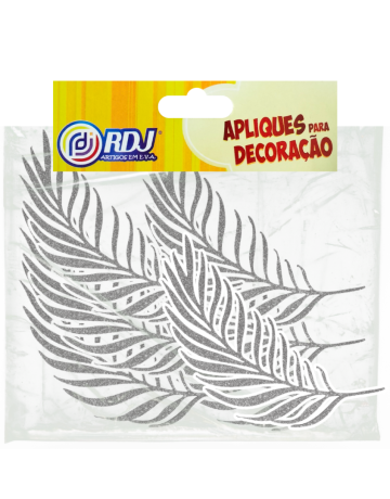 Folha Oliveira Glitter Prata 25cm