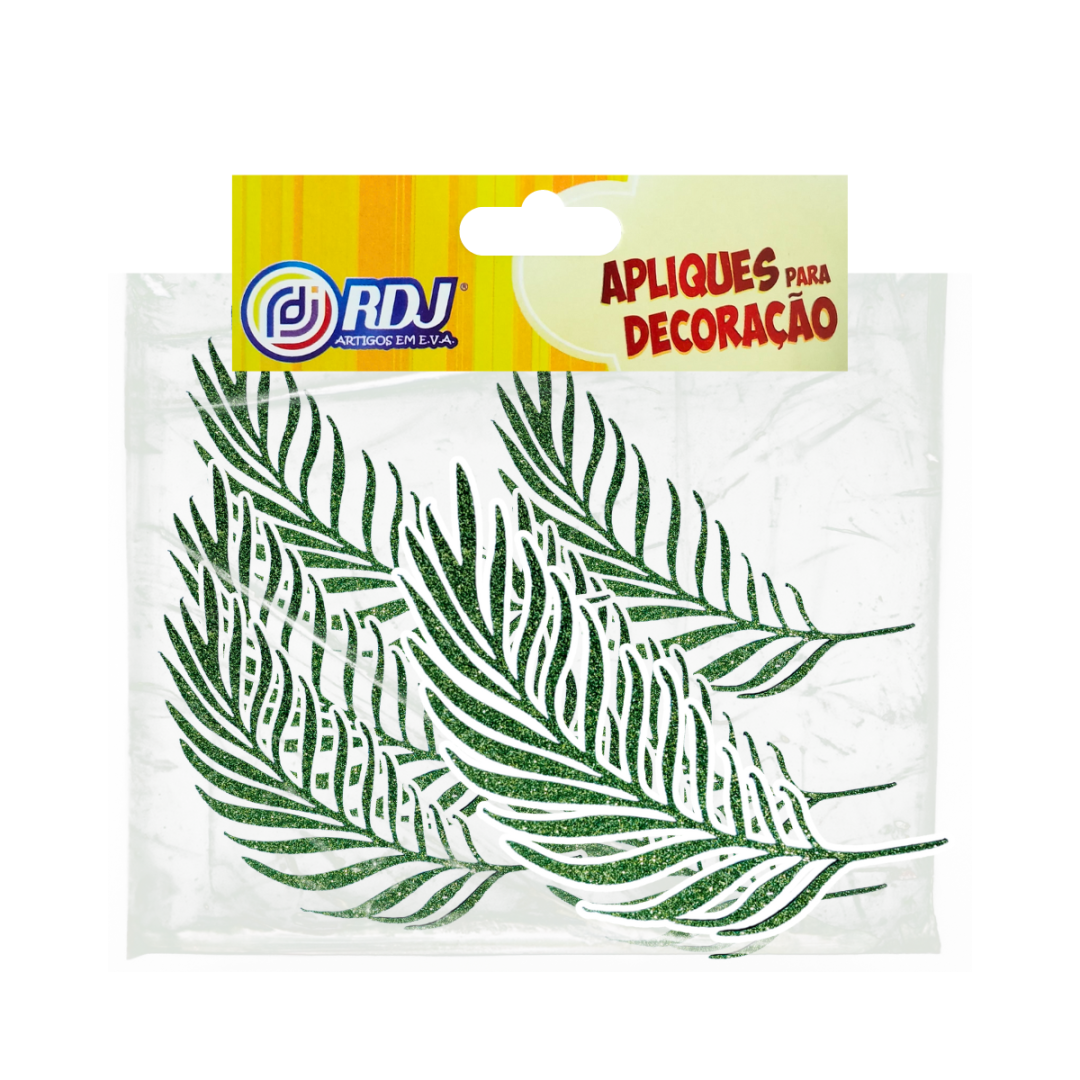 Folha Oliveira Glitter Verde 25cm