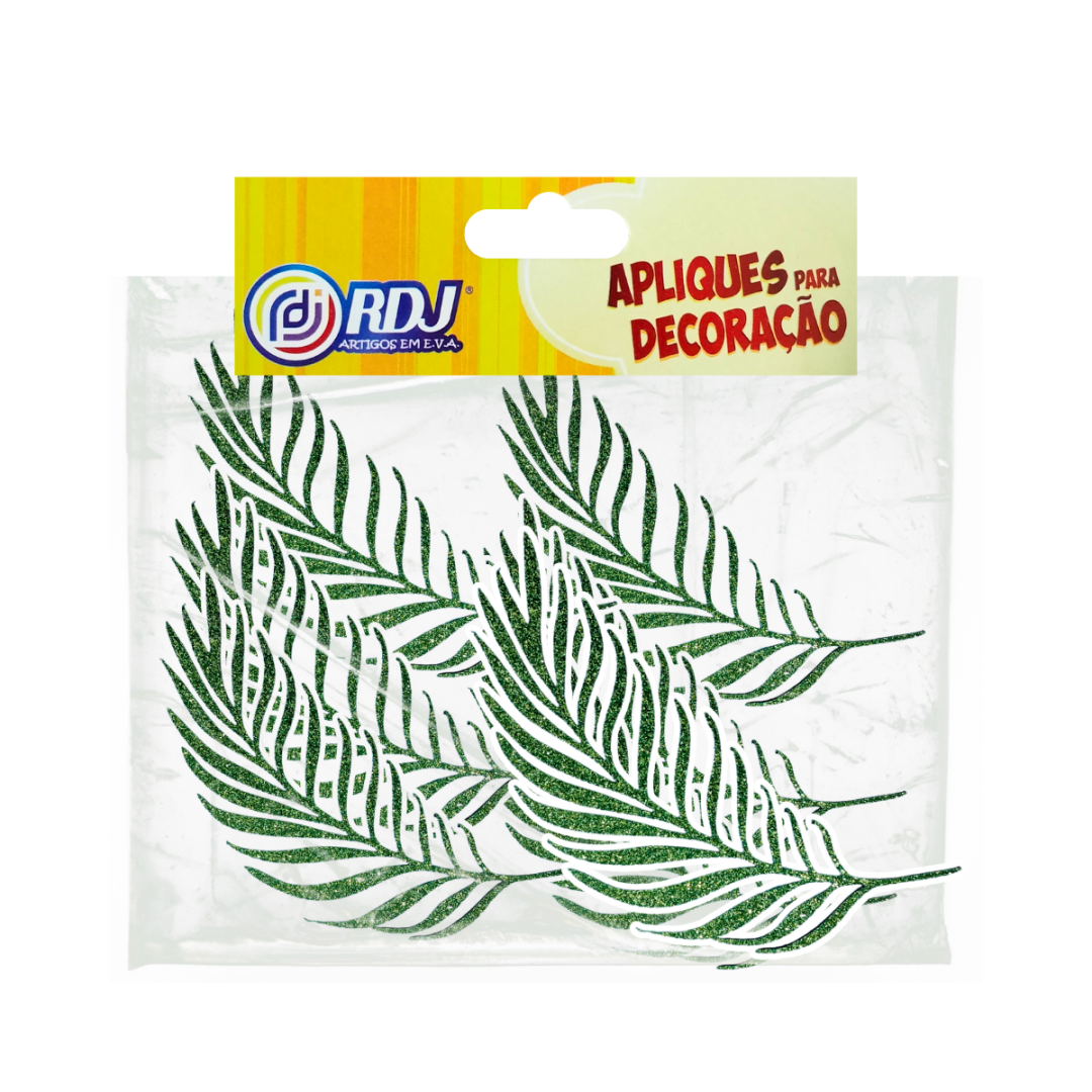 Folha Oliveira Glitter Verde 15cm