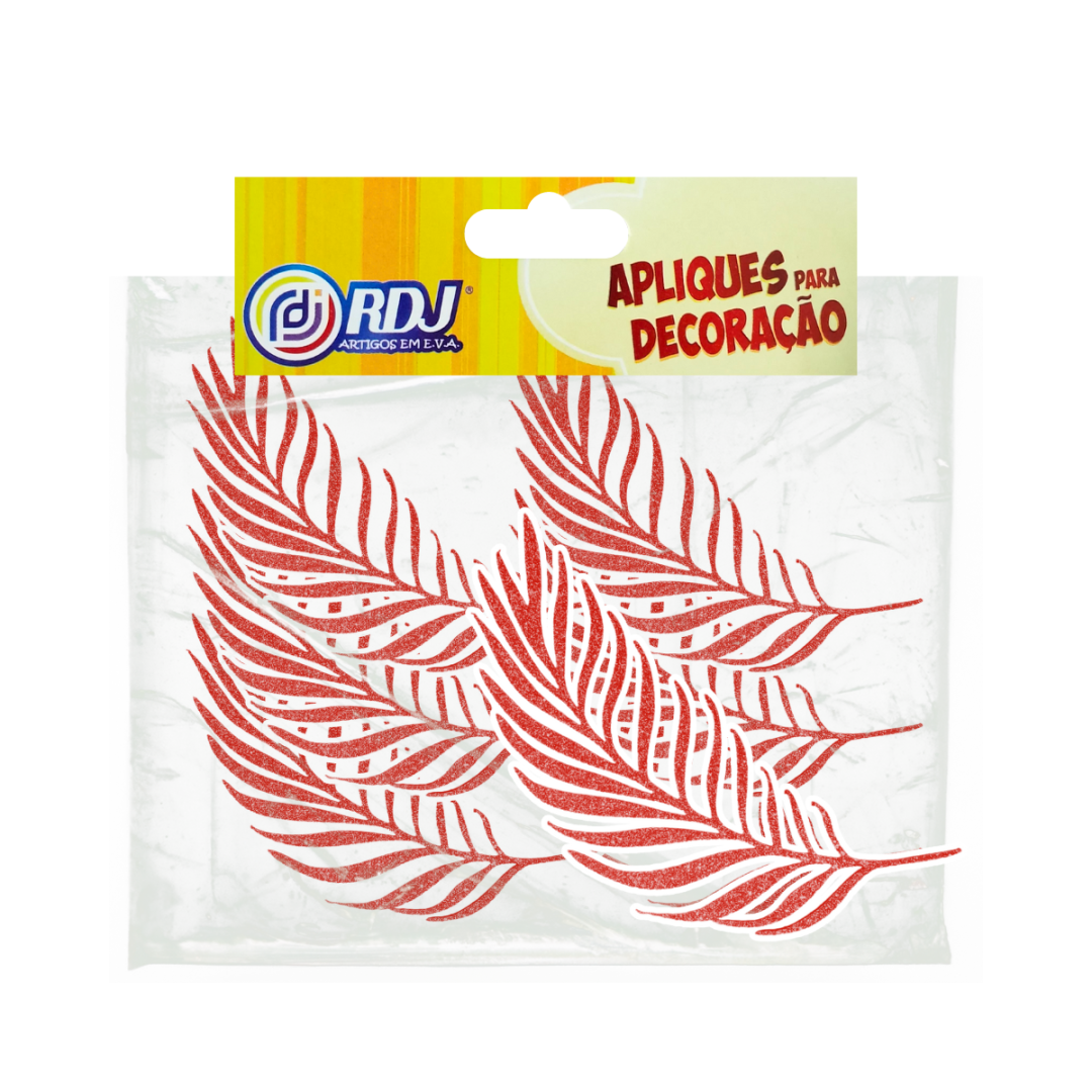 Folha Oliveira Glitter Vermelha 15cm