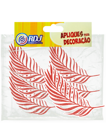 Folha Oliveira Glitter Vermelha 15cm