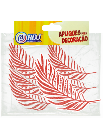 Folha Oliveira Glitter Vermelho 25cm