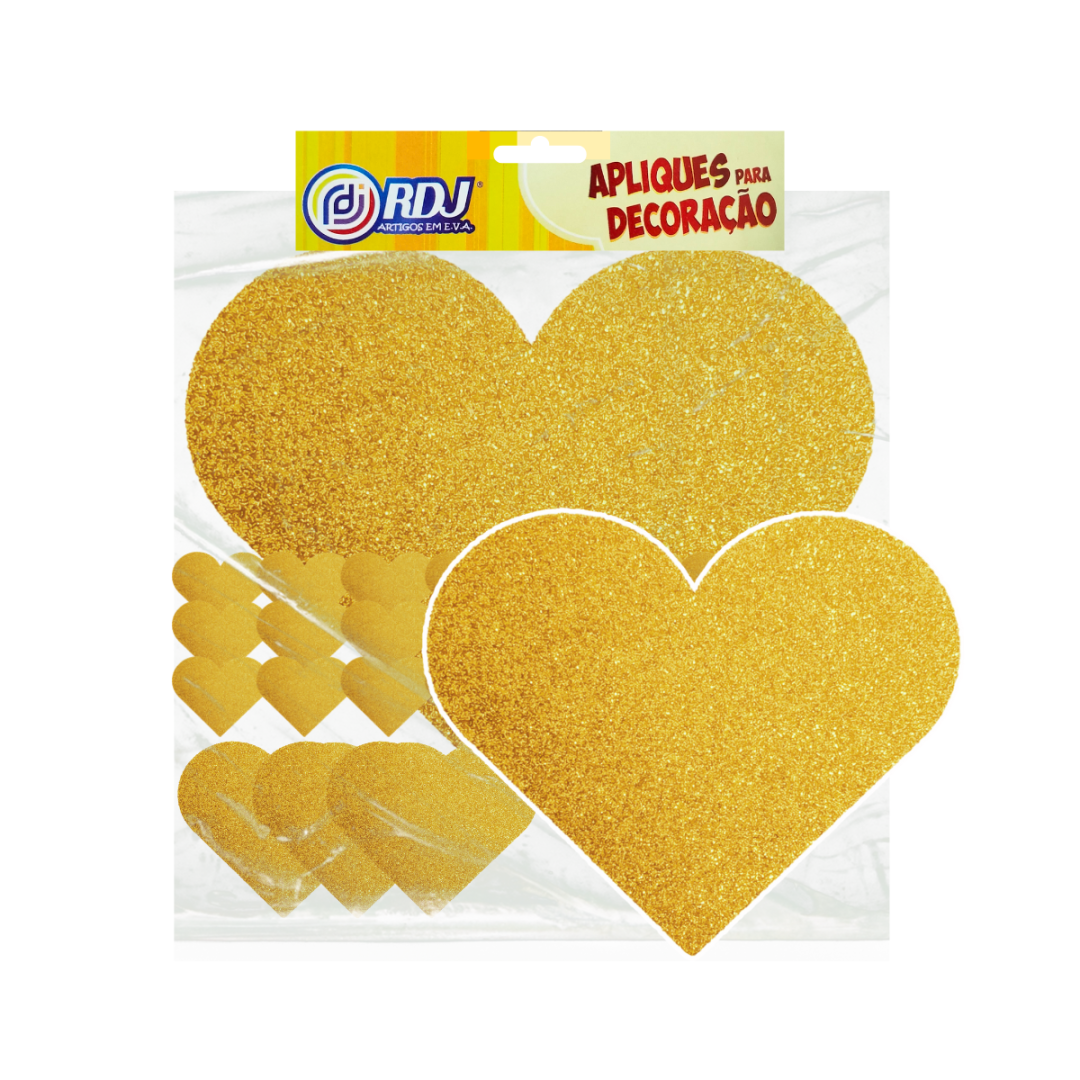 Kit Cora&ccedil;&atilde;o Gigante Glitter Ouro 49c