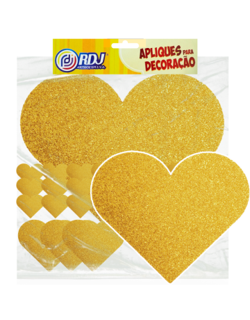 Kit Coração Gigante Glitter Ouro 49c