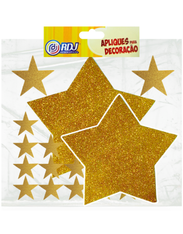 Kit Estrela Grande Glitter Ouro 26cm