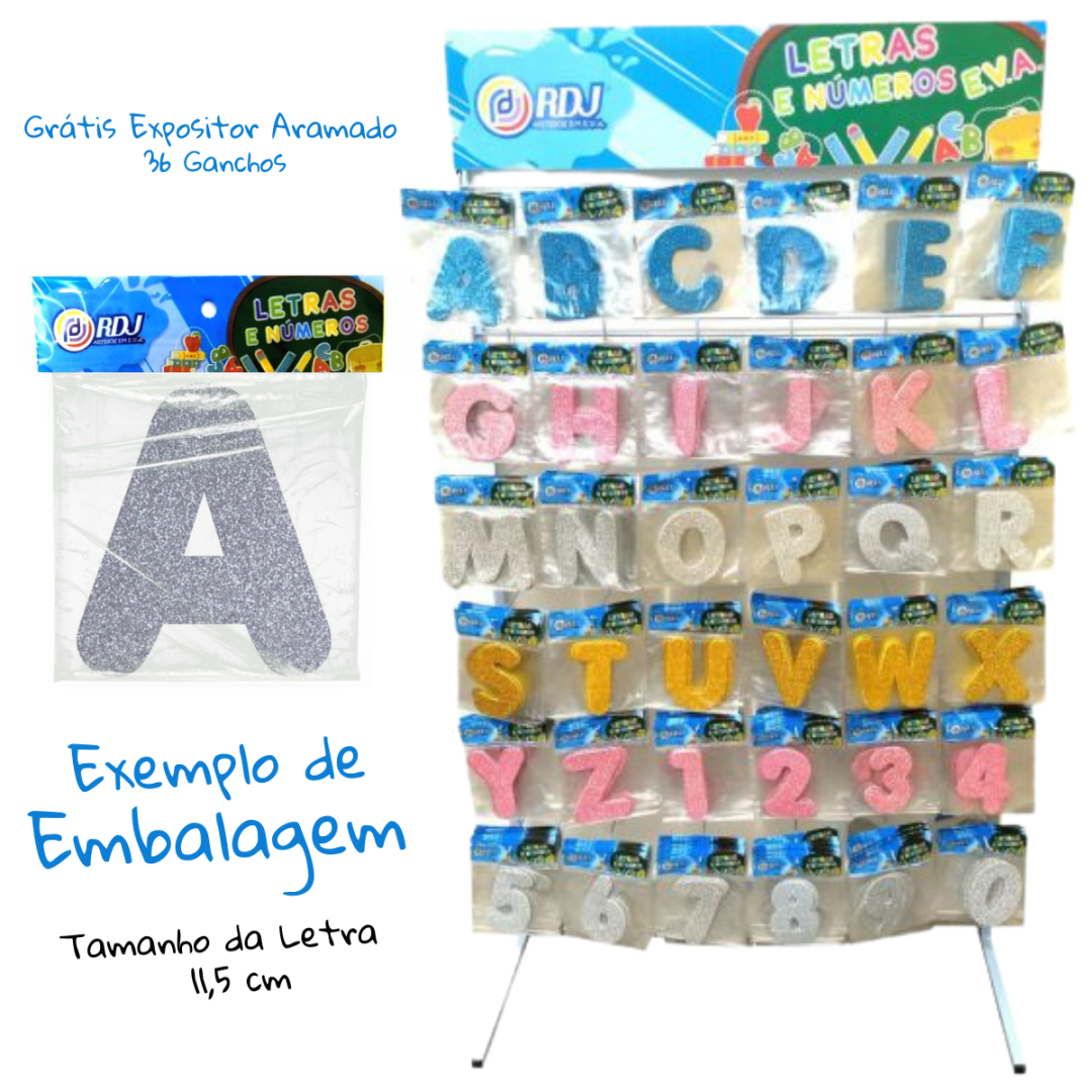 Kit Letras e N&uacute;meros E.V.A Glitter