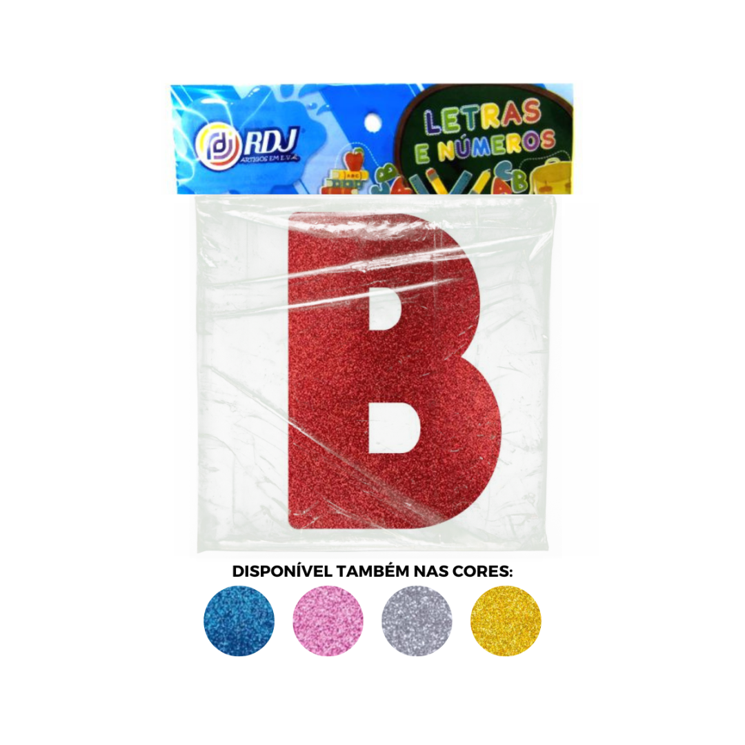 Letra B - Vermelho C/ Glitter
