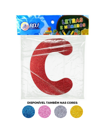 Letra C - Vermelho C/ Glitter