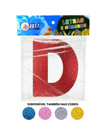 Letra D - Vermelho C/ Glitter