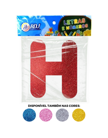 Letra H / Vermelho C/ Glitter