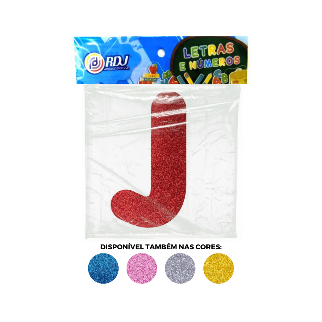 Letra J - Vermelho C/ Glitter
