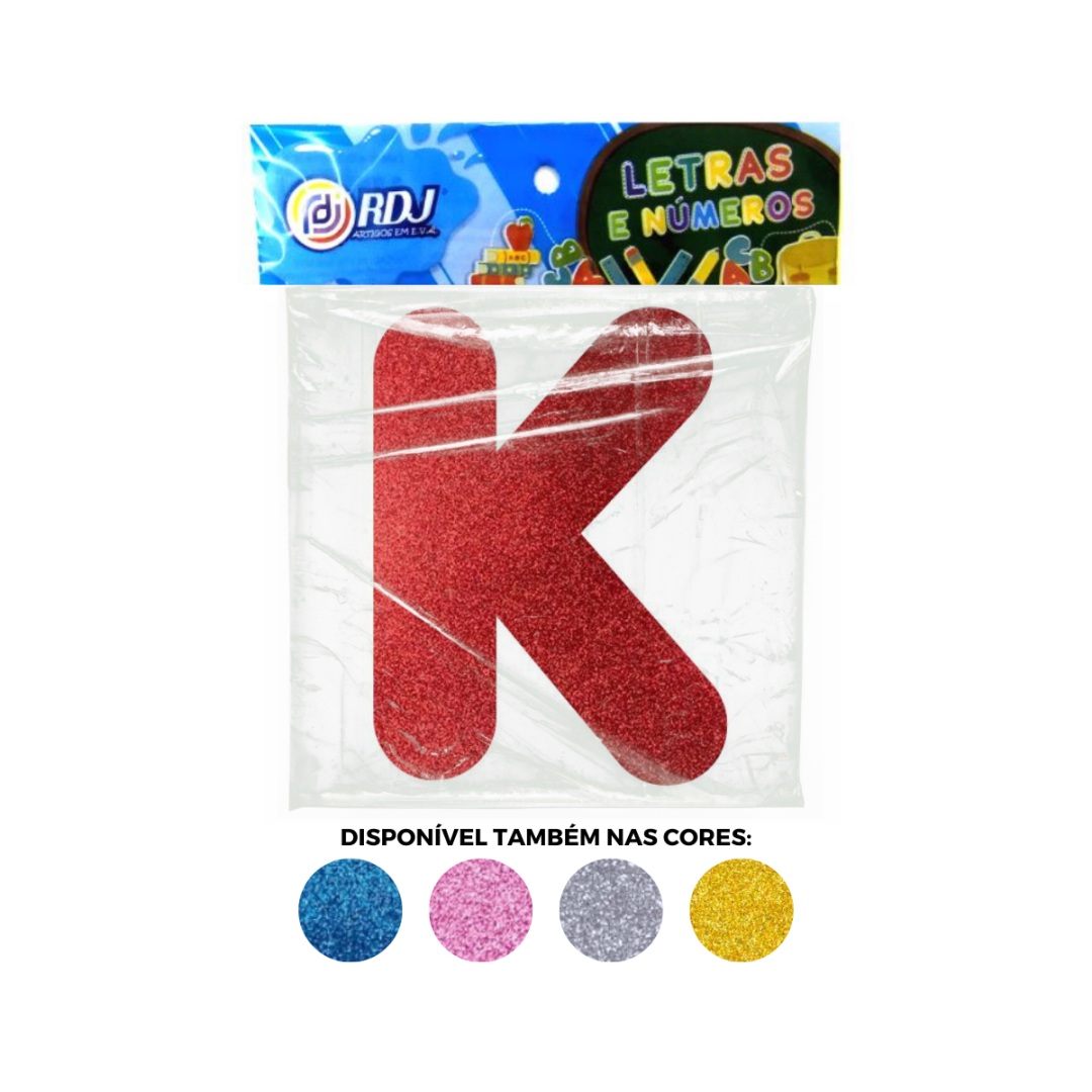 Letra K - Vermelho C/ Glitter