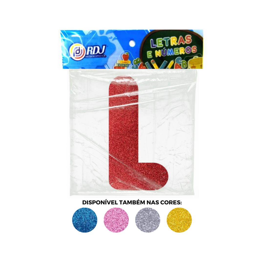 Letra L - Vermelho C/ Glitter