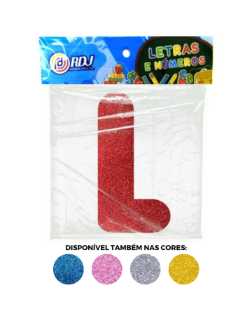 Letra L - Vermelho C/ Glitter