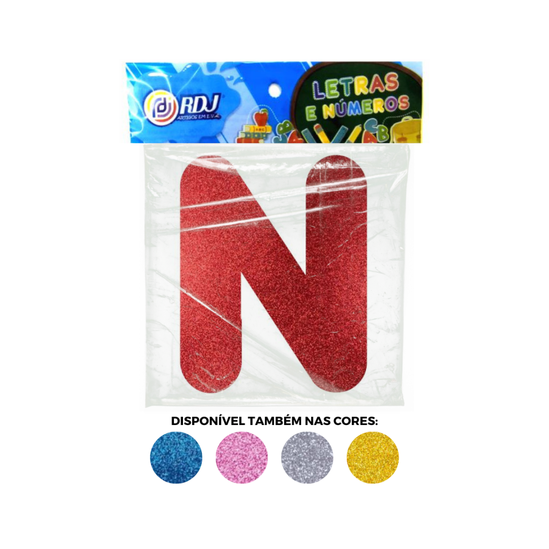 Letra N - Vermelho C/ Glitter