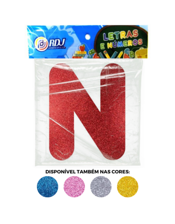 Letra N - Vermelho C/ Glitter
