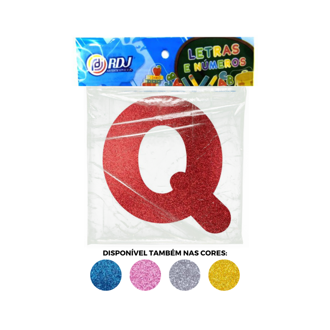 Letra Q - Vermelho C/ Glitter