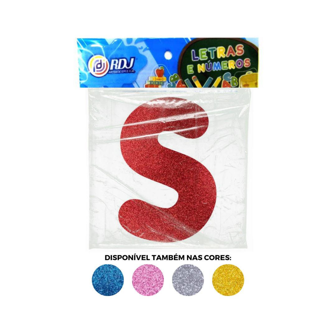 Letra S - Vermelho C/ Glitter