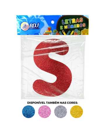 Letra S - Vermelho C/ Glitter