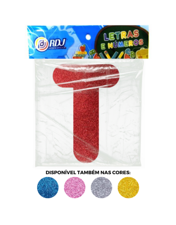 Letra T - Vermelho C/ Glitter