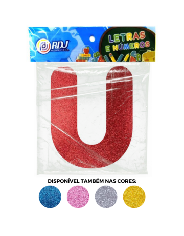 Letra U - Vermelho C/ Glitter