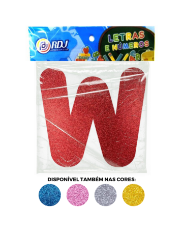 Letra W - Vermelho C/ Glitter