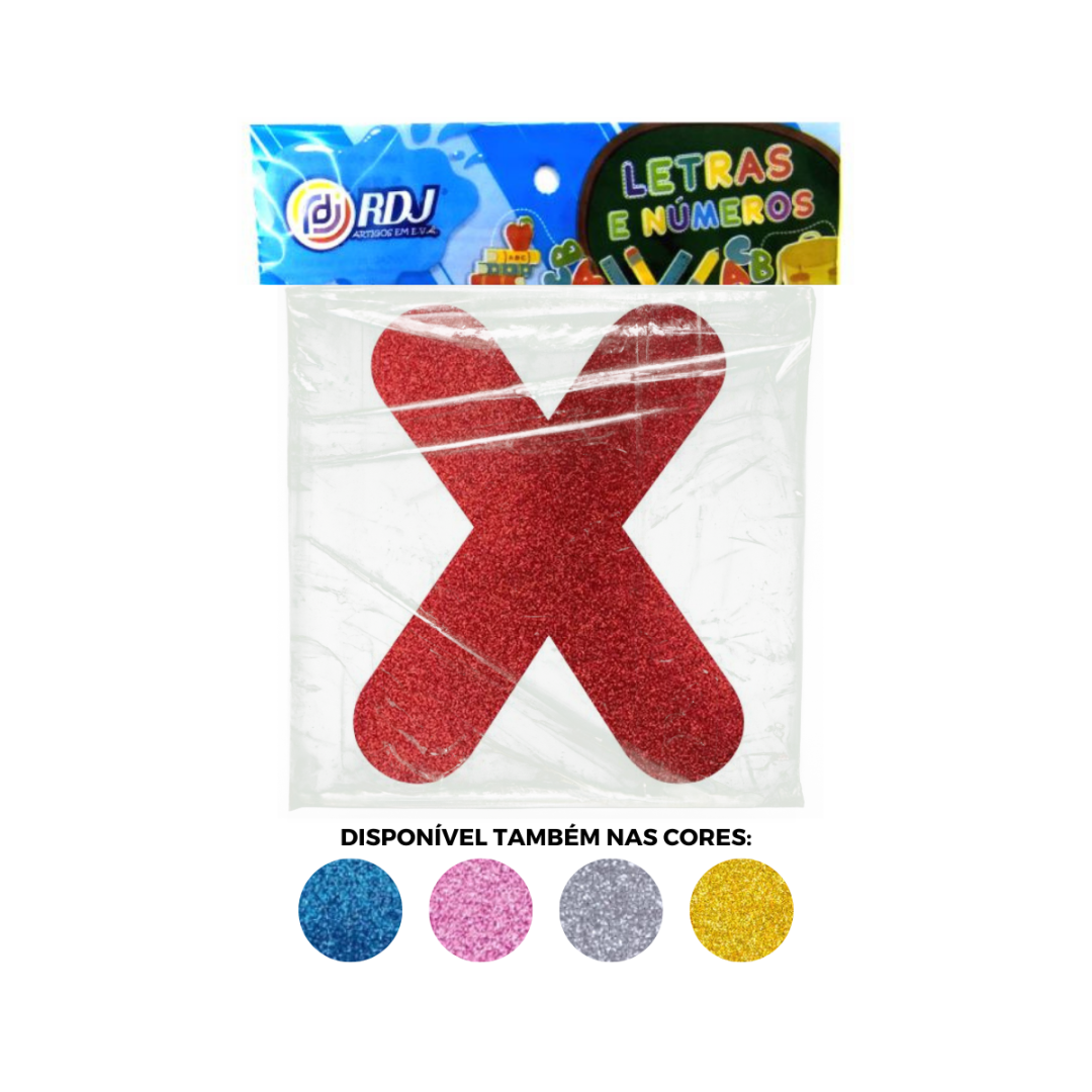 Letra X - Vermelho C/ Glitter
