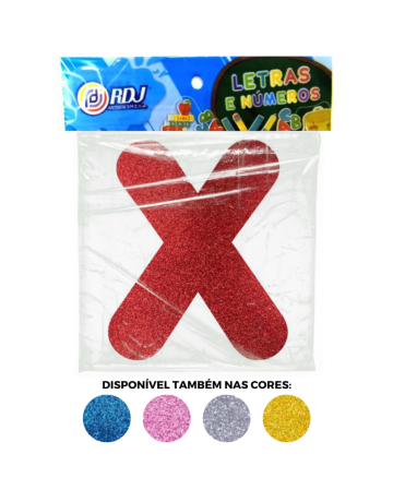 Letra X - Vermelho C/ Glitter