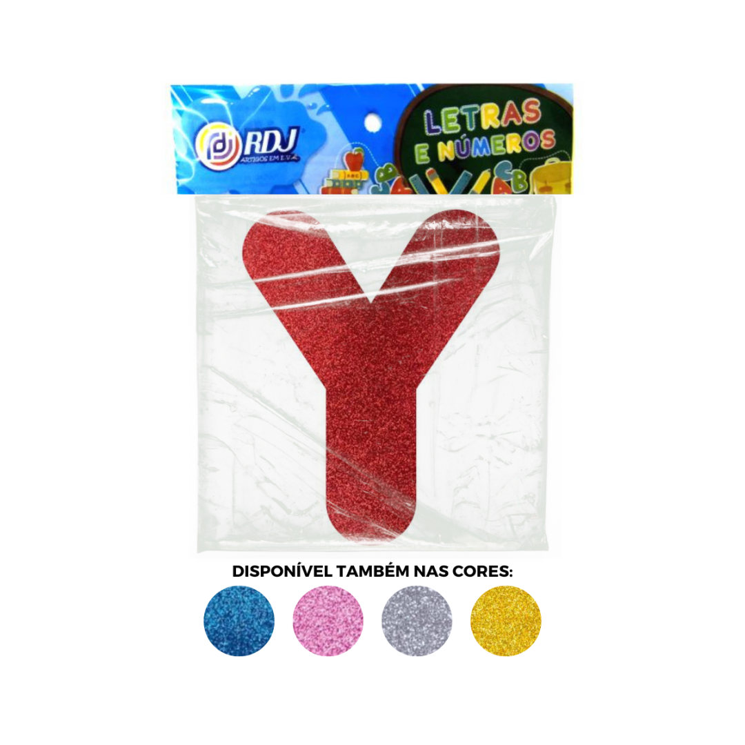 Letra Y - Vermelho C/ Glitter