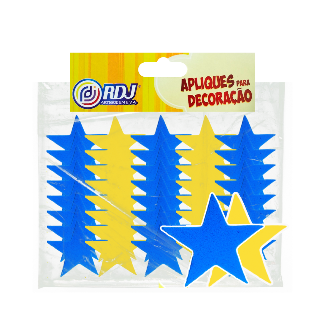 Mini Aplique Estrela Azul / Amarelo 2cm