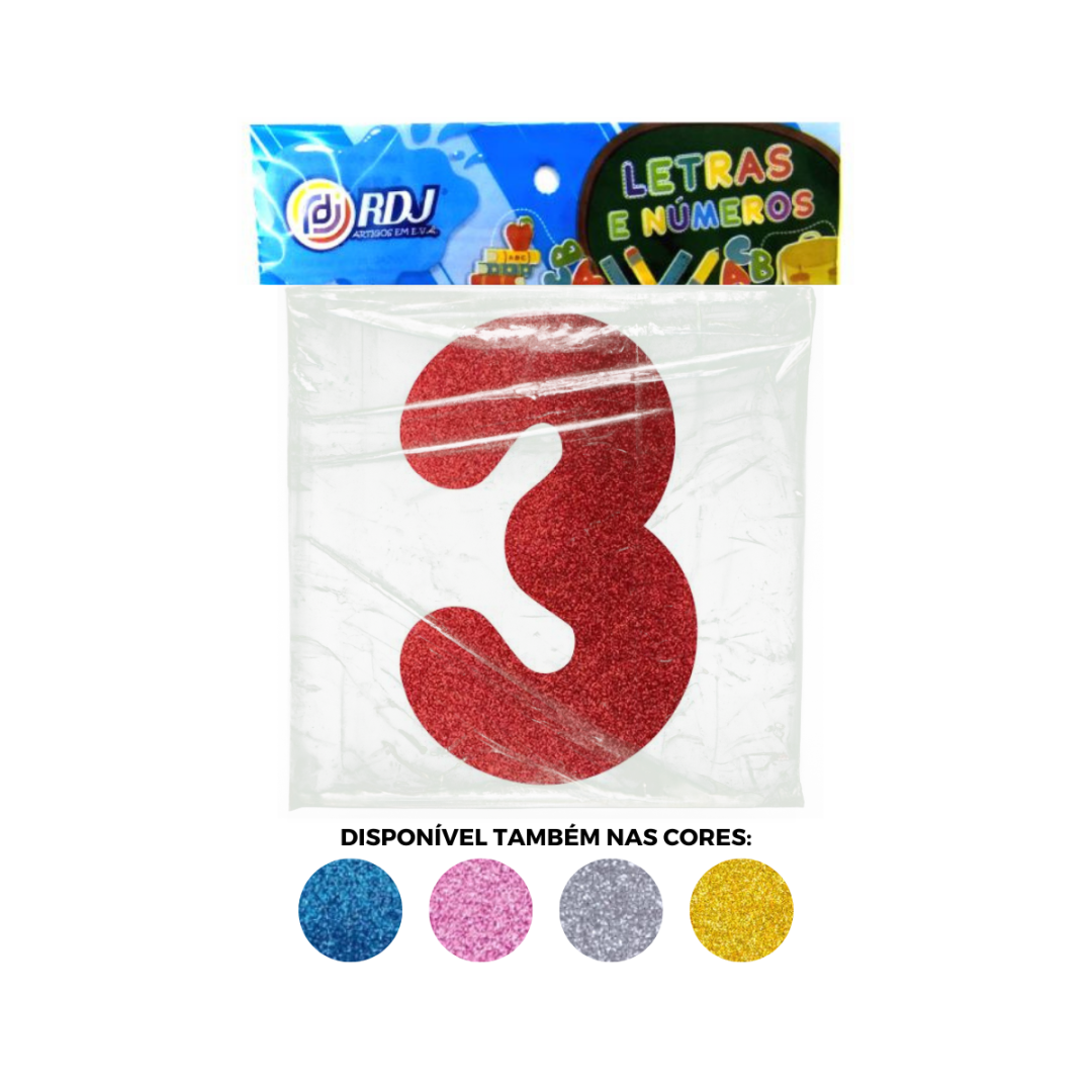 N&uacute;mero 3 - Vermelho C/ Glitter