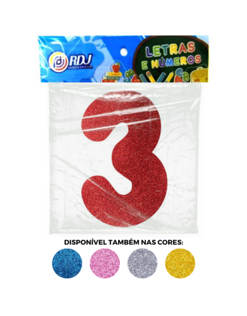N&uacute;mero 3 - Vermelho C/ Glitter