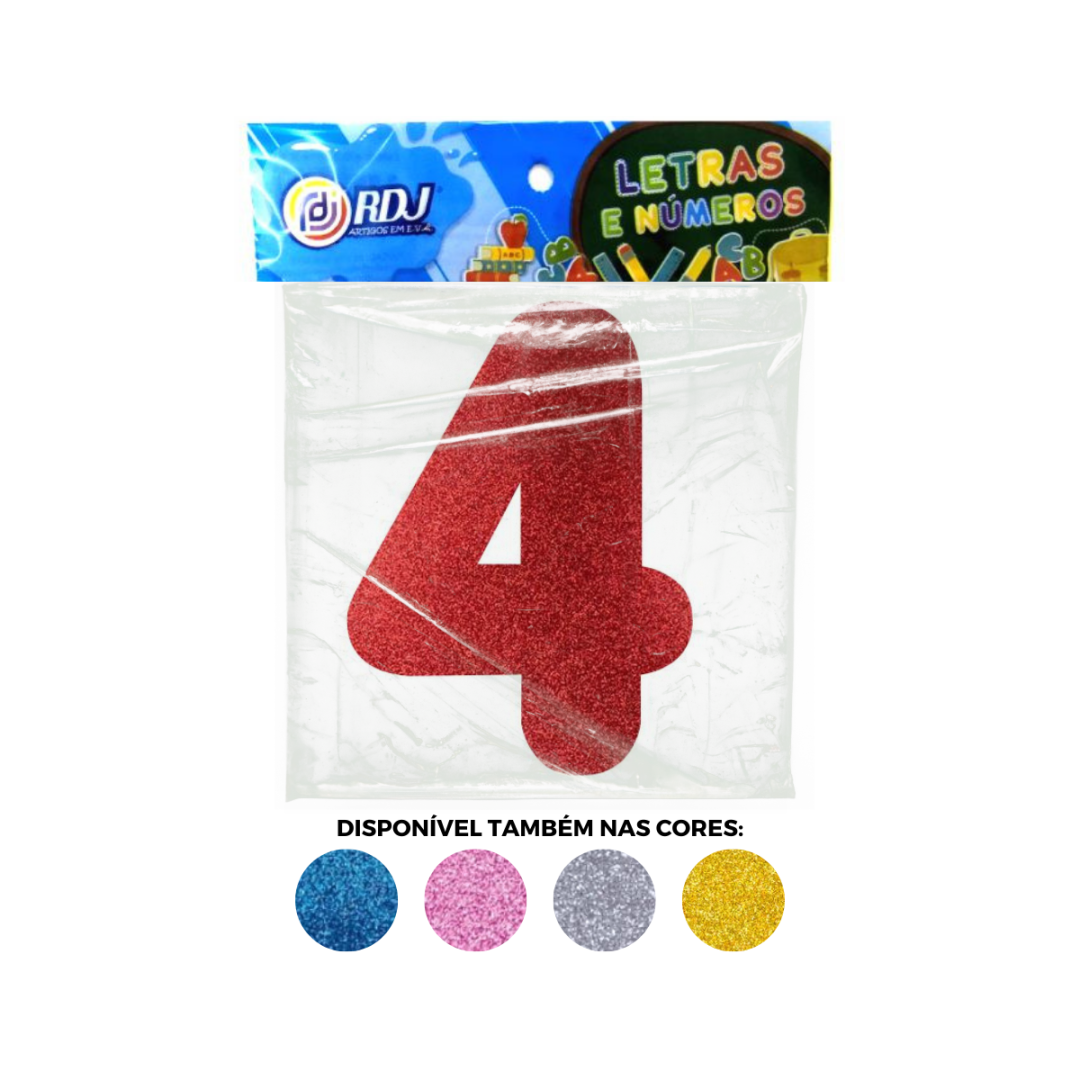 N&uacute;mero 4 - Vermelho C/ Glitter