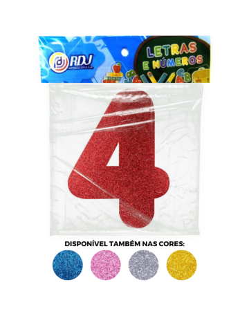 N&uacute;mero 4 - Vermelho C/ Glitter