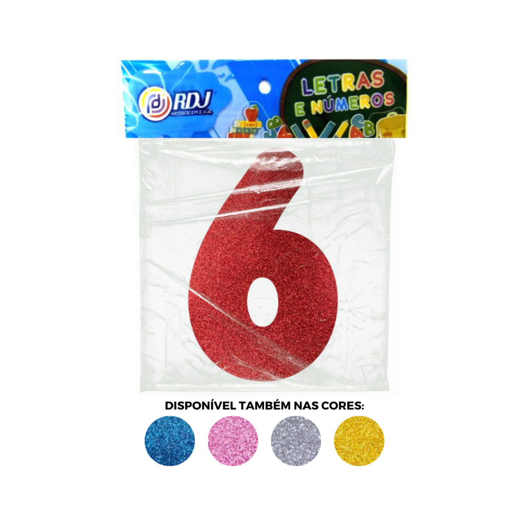 N&uacute;mero 6 - Vermelho C/ Glitter