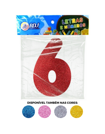 N&uacute;mero 6 - Vermelho C/ Glitter