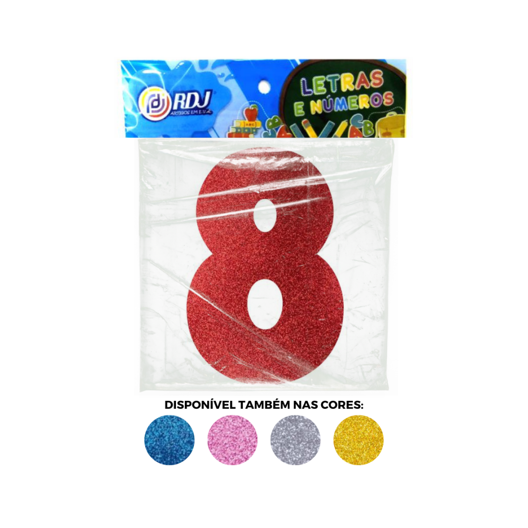 N&uacute;mero 8 - Vermelho C/ Glitter