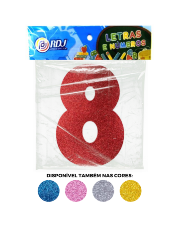 N&uacute;mero 8 - Vermelho C/ Glitter