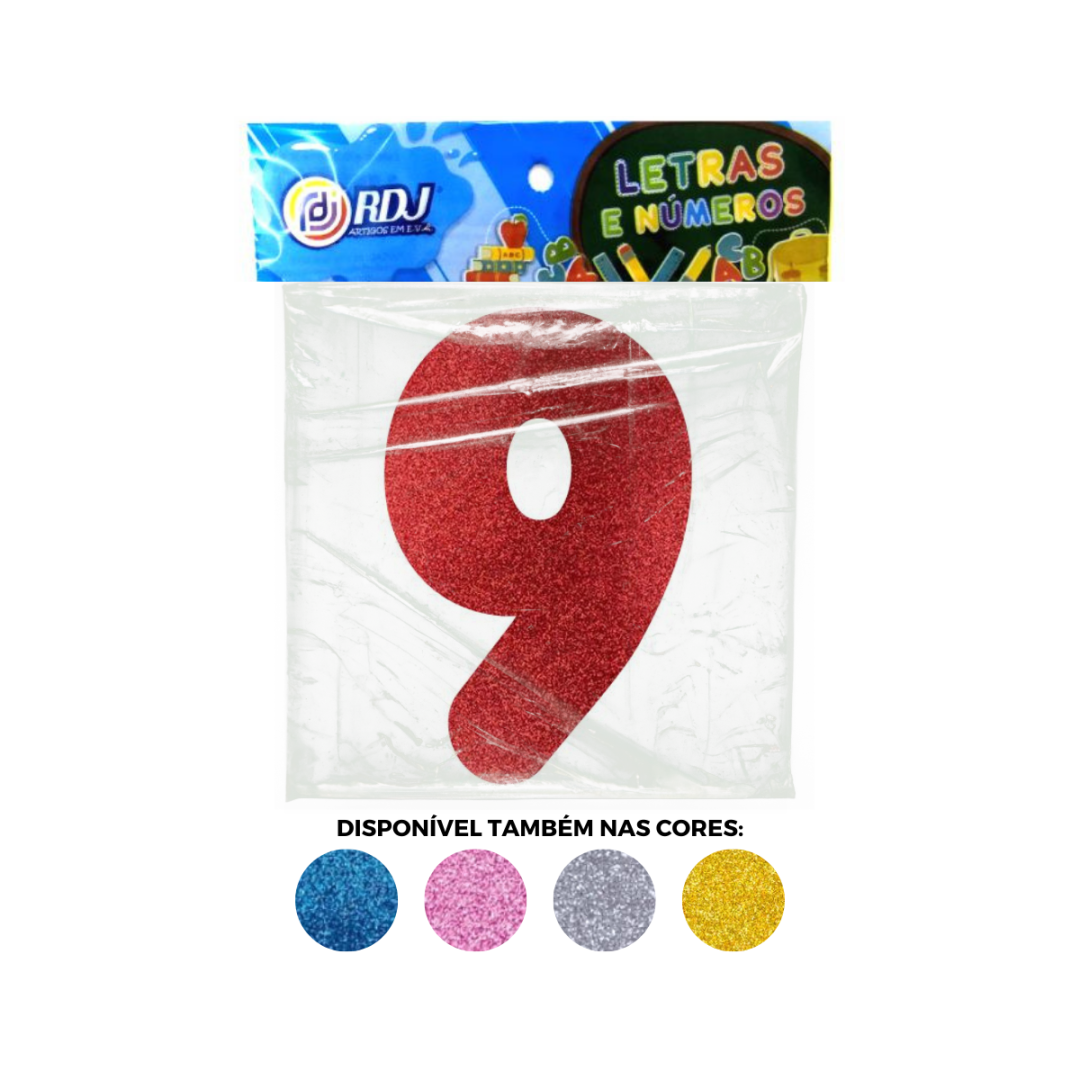 N&uacute;mero 9 - Vermelho C/ Glitter