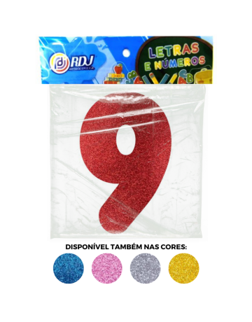 N&uacute;mero 9 - Vermelho C/ Glitter