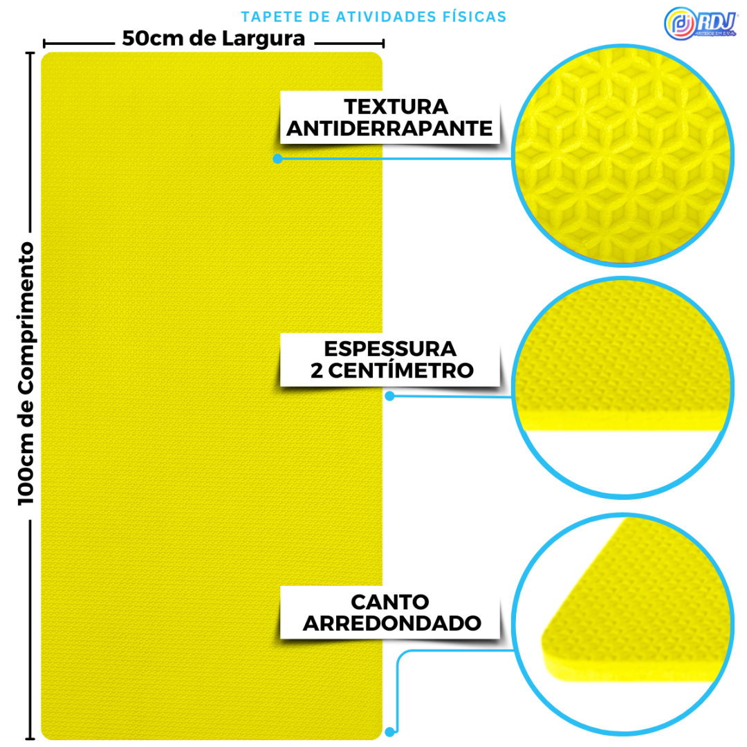 Tapete Atividade F&iacute;sica Amarelo 1,00x50x20m