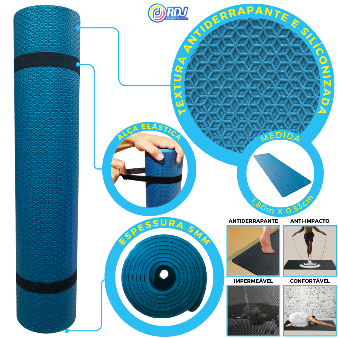 Tapete Atividade F&iacute;sica Azul Petr&oacute;le