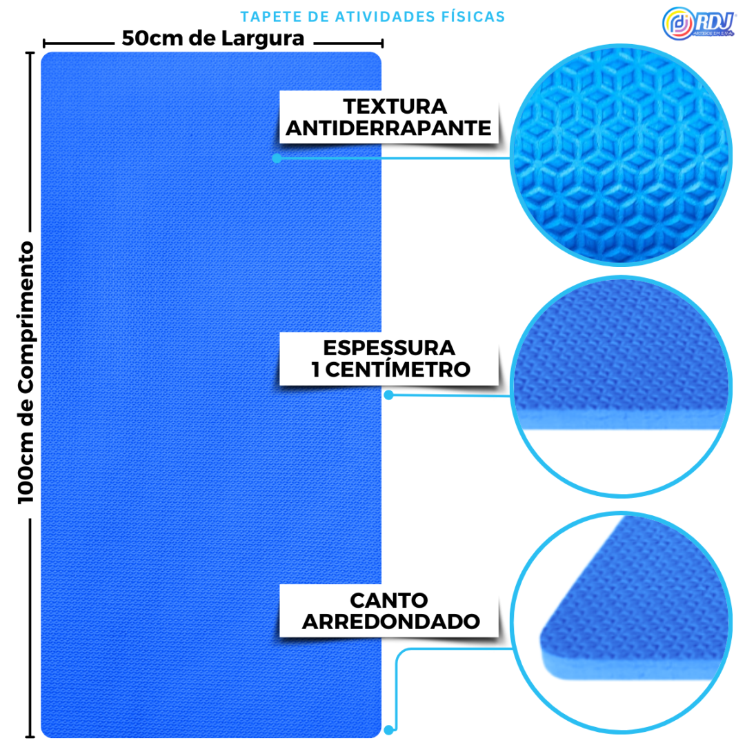 Tapete Atividade Física Azul Royal 1,00x50x