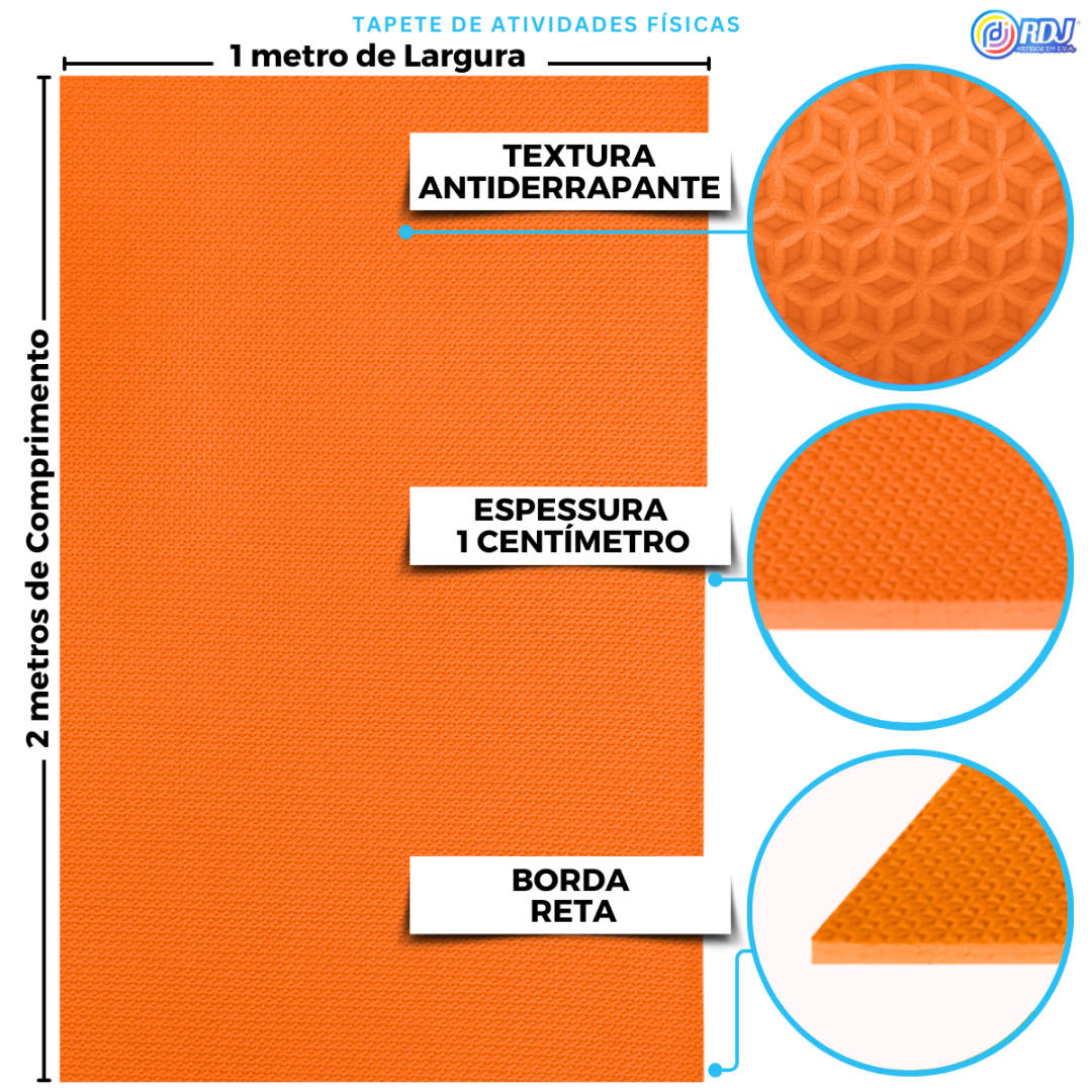 Tapete Atividade F&iacute;sica Laranja 2,00x1,00x1